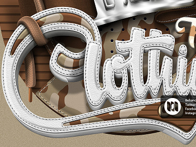 Clothing line designs 3d camo clothing illustration lettering logo logotype photoshop psd sneakers texture vector