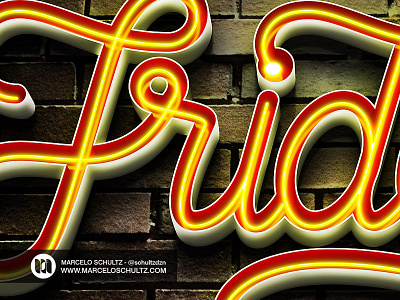 Lights On - It's Friday! 3d friday illustration lettering light neon photoshop texture type typography