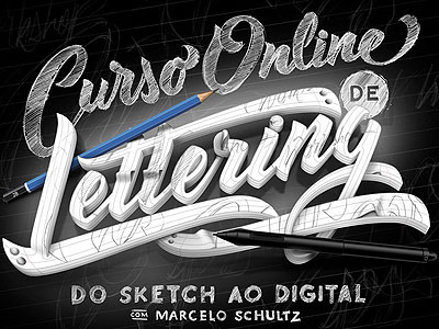 Curso Online de Lettering - Do Sketch ao Digital 3d art class curso design drawing lettering online photoshop sketch typography vector