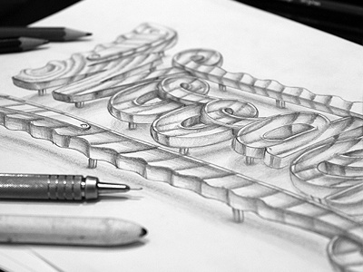 Fake 3D lettering sketch 3d drawing lettering photoshop sketch type typography