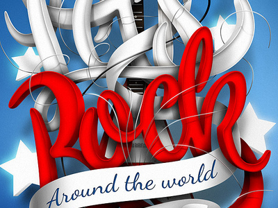 Let's Rock Around the World - Final design drawing illustration lettering type typography