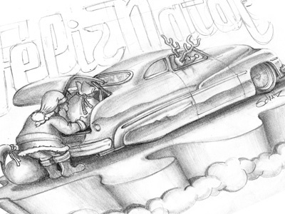 Christmas E-Card to www.ac3cars.com.br christmas design drawing illustration pencil photoshop santa santaclaus sketch texture