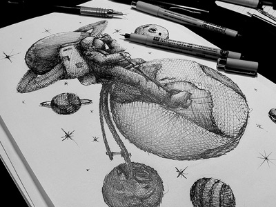 space pencil drawing