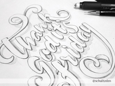 Thank God It's Friday ! callygraphy design font friday illustration pen pencil sketch type typography
