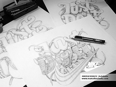 How everything started! illustration just do it nike sketch sneakers typography
