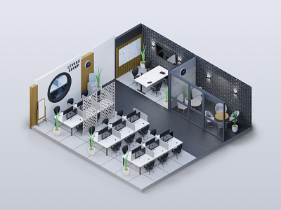 3D Models of rooms 3d 3d models design isometric office rooms