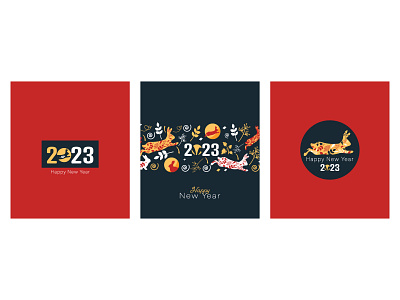 2023 2023 branding card chinese design happy hare illustration logo merry minimal modern new rabbit red set vector year