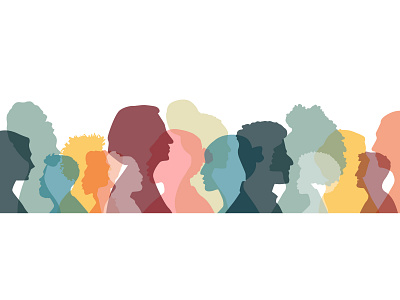 Together community cultural design different diversity group head human illustration international man modern people pride silhouette society together union vector woman