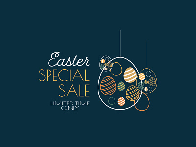 Easter Sale banner celebration design easter eggs gift golden illustration limited time logo minimal modern off offer sale special trendy vector voucher