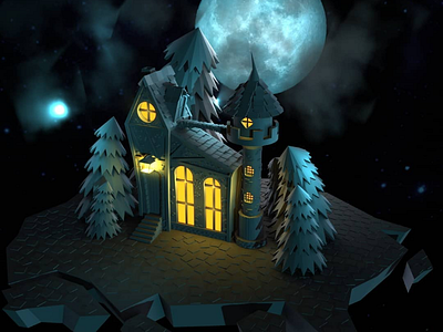 Forest house 3d blender