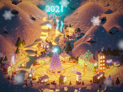 Happy New Year 2021 2021 3d blender3d illustration new new year