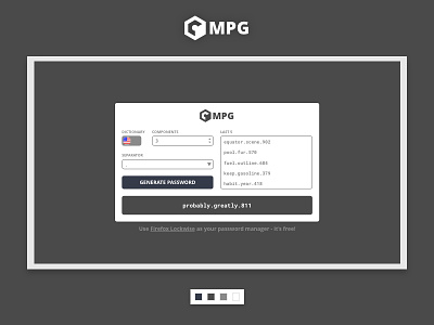 MPG - Memorable Password Generator brazil password passwords ui design user interface webdesign website