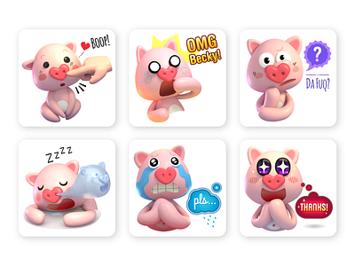 Live Emotes - Oppig 3d 3d art 3d characters branding character design emotes kawaii stickers