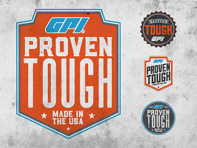 GPI Proven Tough brand grunge icon logo tough usa