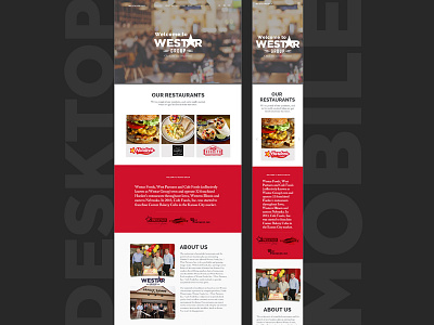 Westar Website & Mobile design food group landing page layout page parallax restaurant sections style web website