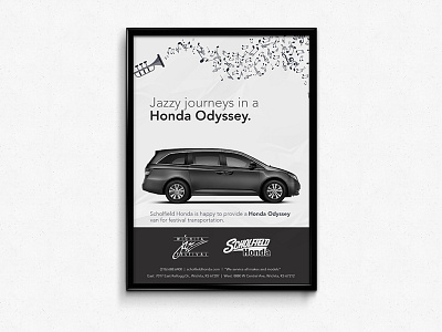 Scholfield Honda Jazz Ad brand car honda jazz kansas logo poster sign trumpet van vehicle wichita