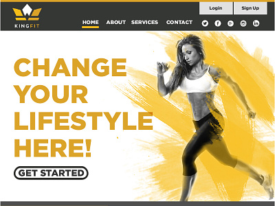 Kingfit Website brand change color gym identity layout web website workout