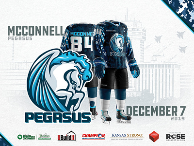 McConnell Pegasus Jerseys, Logo, and Poster Design