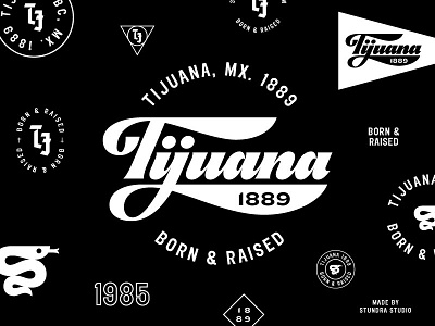 Tijuana 1889 badge crest icon lettering logo seal snake typography