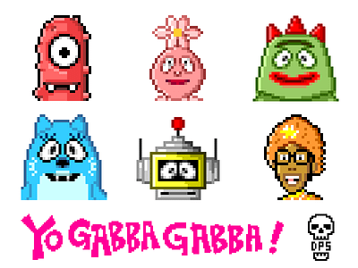 Yo Gabba Gabba! 32 brobee cartoon dead pixel society dj lance rock foofa icon muno pixel art plex toodee yo gabba gabba