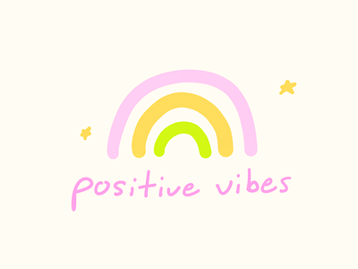 Positive Vibes colorful colorful art cute animal graphic design handlettering illustration positive vibes procreate rainbow rainbows stickers