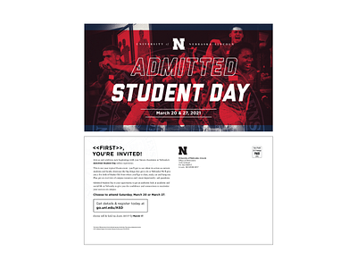 Admitted Student Day Postcard college graphic design mailer nebraska postcard postcards print print design university unl