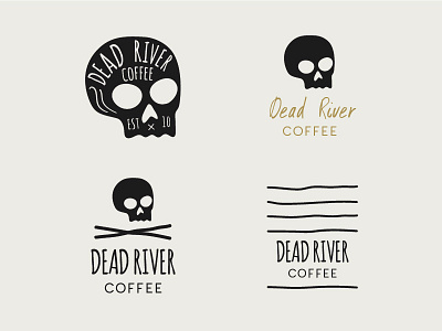 Dead River Coffee Iterations branding branding and identity coffee shop graphic design logo logo design logos skeleton skull