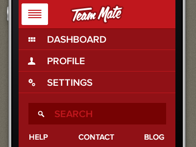Team Mate Mobile Menu dropdown links menu mobile nav search sports web