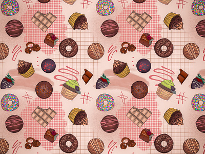 Chocolate Dreams bakery branding chocolate illustration illustrator pattern pattern design procreate sweets