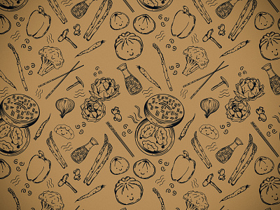 Buns and Dumplings asian food asianfood bakery baobun dumplings illustration illustrator pattern pattern design procreate repeating pattern seamless pattern