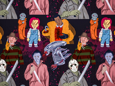 Horror Movies design horror movies illustration illustrator pattern pattern design procreate repeating pattern seamless pattern