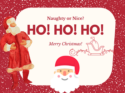 Red White Christmas Naughty or Nice Card merry christmas merry xmas