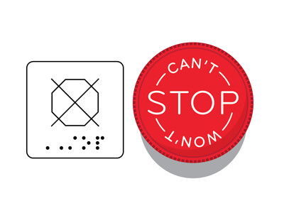 Stop Button braille button icon typography