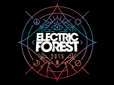 Electric Forest 2015 Sticker electric forest forest illustration music festival sticker trippy woods