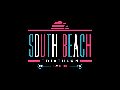 SoBe Tri apparel athletic miami palm tree south beach sports triathlon tshirt