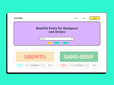 Font search platform design font search ui vivid web web design