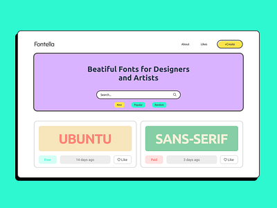 Font search platform design font search ui vivid web web design