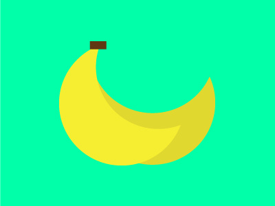 Banana banana bright brown circle custom fruit green happy illustration light minimal negative reduce shadow shape simple space vibration yellow