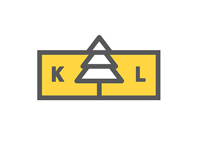 Kyle & Lauren angles brand gold gray logo mark three tree triangle type wedding yellow