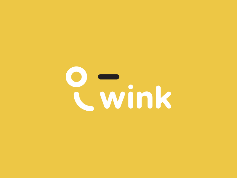 Wink black brand circle fun identity logo round white wink yellow