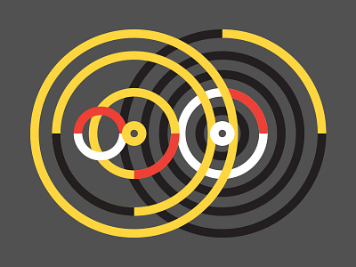 side by side black circle geometric gray red shape white yellow
