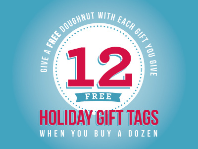 12 free... 12 blue client dots doughnuts drop shadow gift gift tags hoiday red twelve white