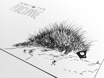 Penny the Porcupine black white drawing fun pen ink penny porcupine sketch