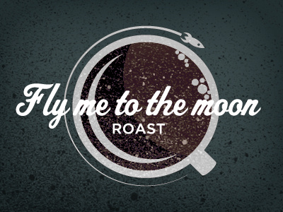Fly Me To The Moon arch asteroid blue brown bubbles circle coffee fly gray illustration illustrator me moon roast rocket shape ship space texture the to type typography vector