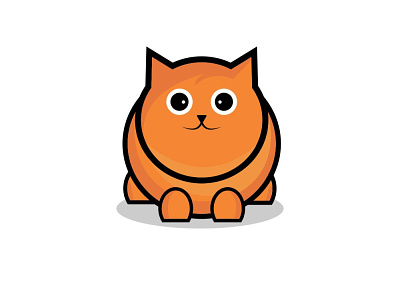 fat cat cartoon cat character design fat logo orange vector