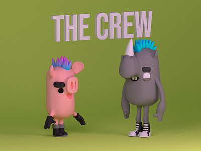 The Crew 3dmodel 3dmodeling animals cartoon cartoons characters chorizo cinema4d pig redshift rhino rhino3d