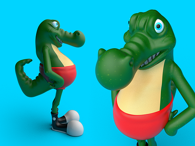 Crocodile with attitude 3d 3dmodel abrahambarrera cartoon character crocodile model substancepainter toy zbrush