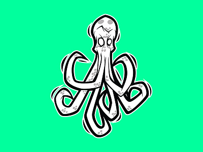 Black and White Octopus animal cartoon creature octopus