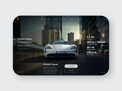 Porsche Taycan Concept car concept design mainpage porsche taycan typography ui ux web web design