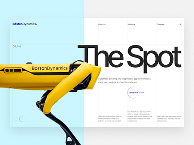 Spot Boston Dynamics Concept bostondynamics concept design robot spot ui ux web webdesign